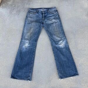 Seven For All Mankind Bootcut Jeans Mens 33x33 Blue Denim Flared Button Fly